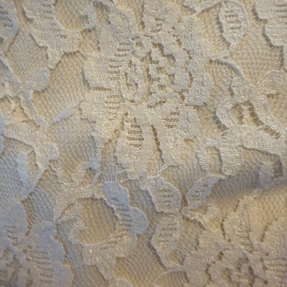 Ivory top w Matching Ivory Lace Overlay Long Sleeves‎ Women's XL - Picture 5 of 8